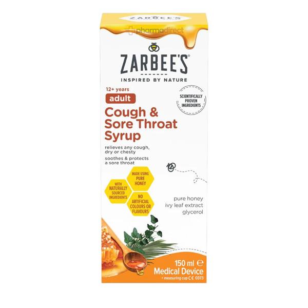 Zarbees Adult Cough And Sore Throat Syrup 150ml
