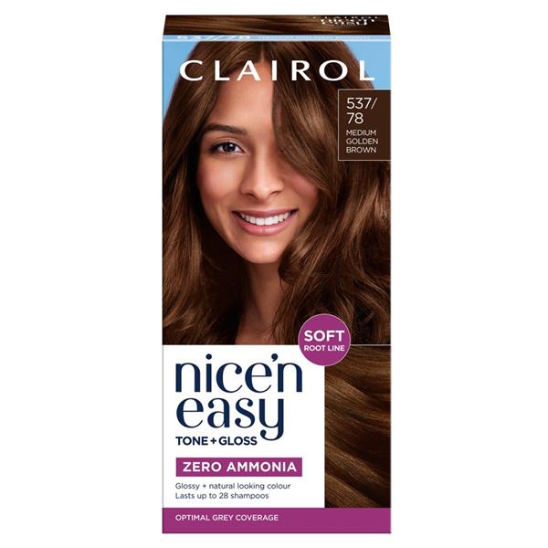 Clairol Nice N Easy Tone + Gloss 537/78 Medium Golden Brown 28 Shampoos