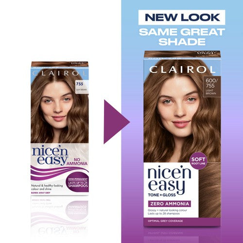 Clairol Nice n Easy Tone + Gloss 600/755 Light Brown 28 Shampoos