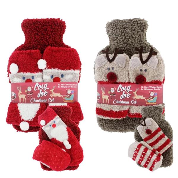 Cosy Joe Christmas Set Hot Water Bottle With Slipper Socks