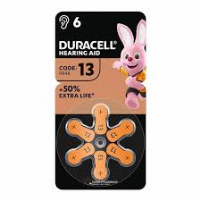 Duracell Hearing Aid Batteries 13 Orange 6 Pack