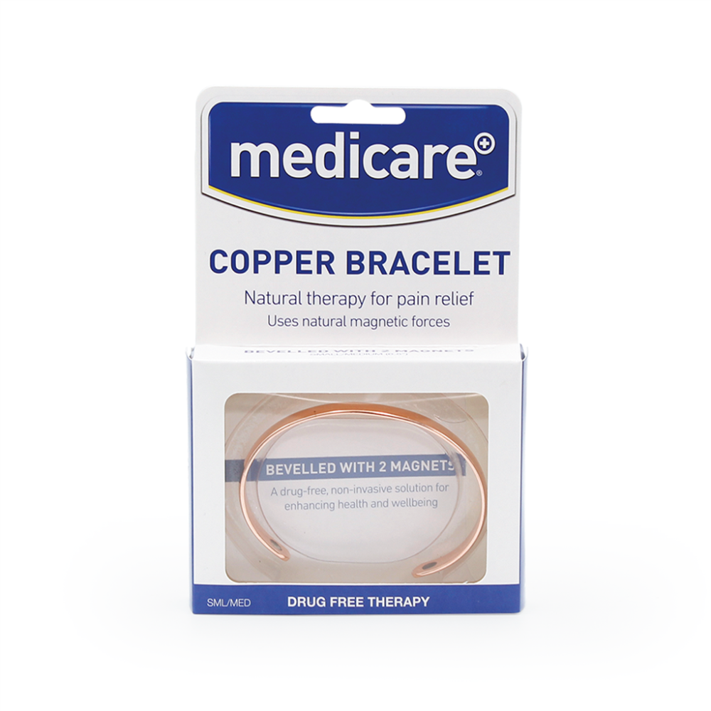 Medicare Copper Bracelet Bevelled with two magnets M/L