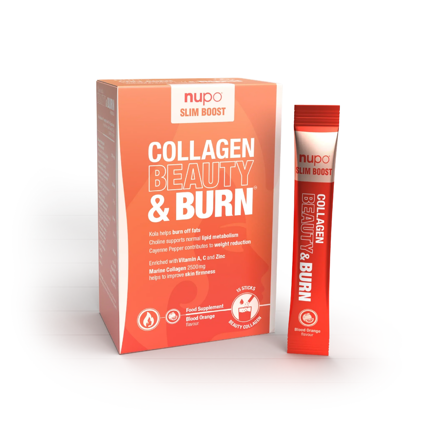 Nupo Collagen Beauty and Burn Blood Orange Flavour 15 Sticks