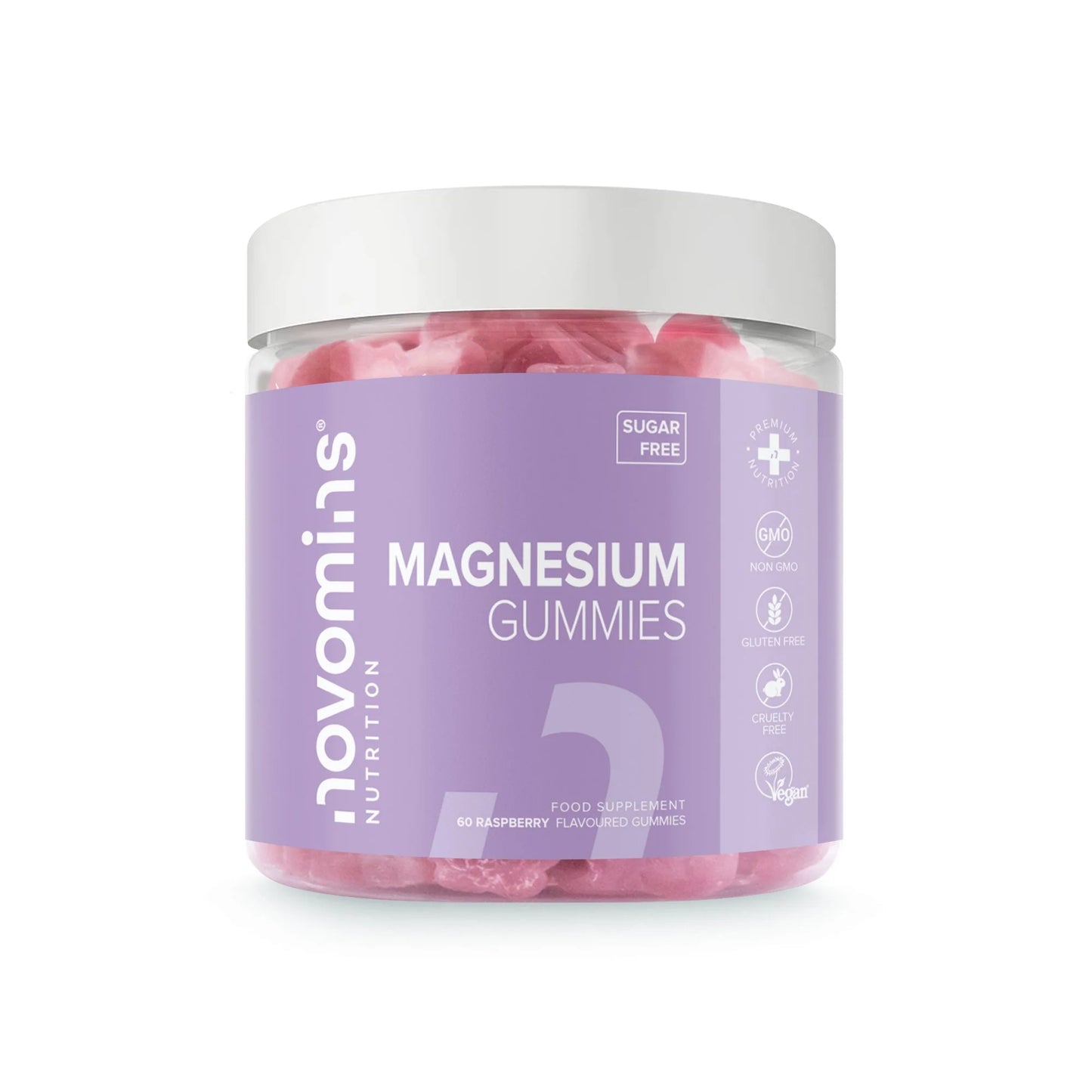 Novomins Adult Magnesium Gummies Sugar Free Raspberry Flavour 60s
