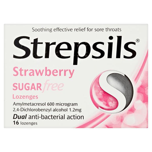 Strepsils Strawberry Sugar Free 16 Lozenges