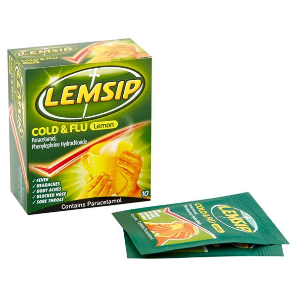 Lemsip Cold Flu Lemon 10 Sachets