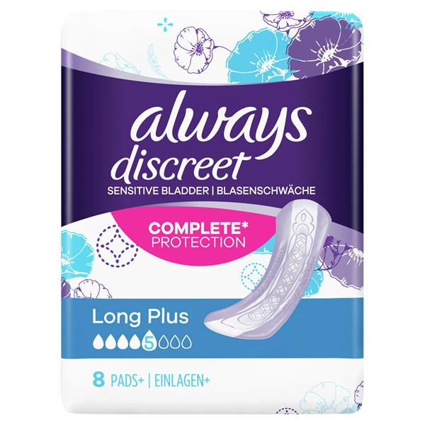 Always Discreet Long Plus Pads 8S – Crowley's Pharmacy