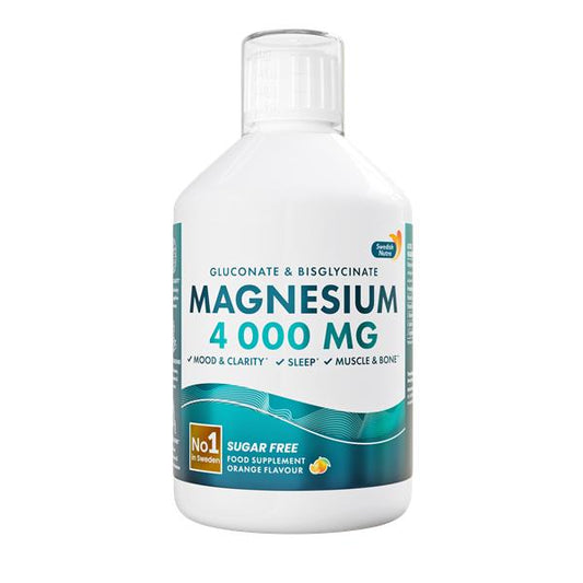 Swedish Nutra Magnesium 4000mg Gluconate & Bisglycinate Liquid Orange Flavour