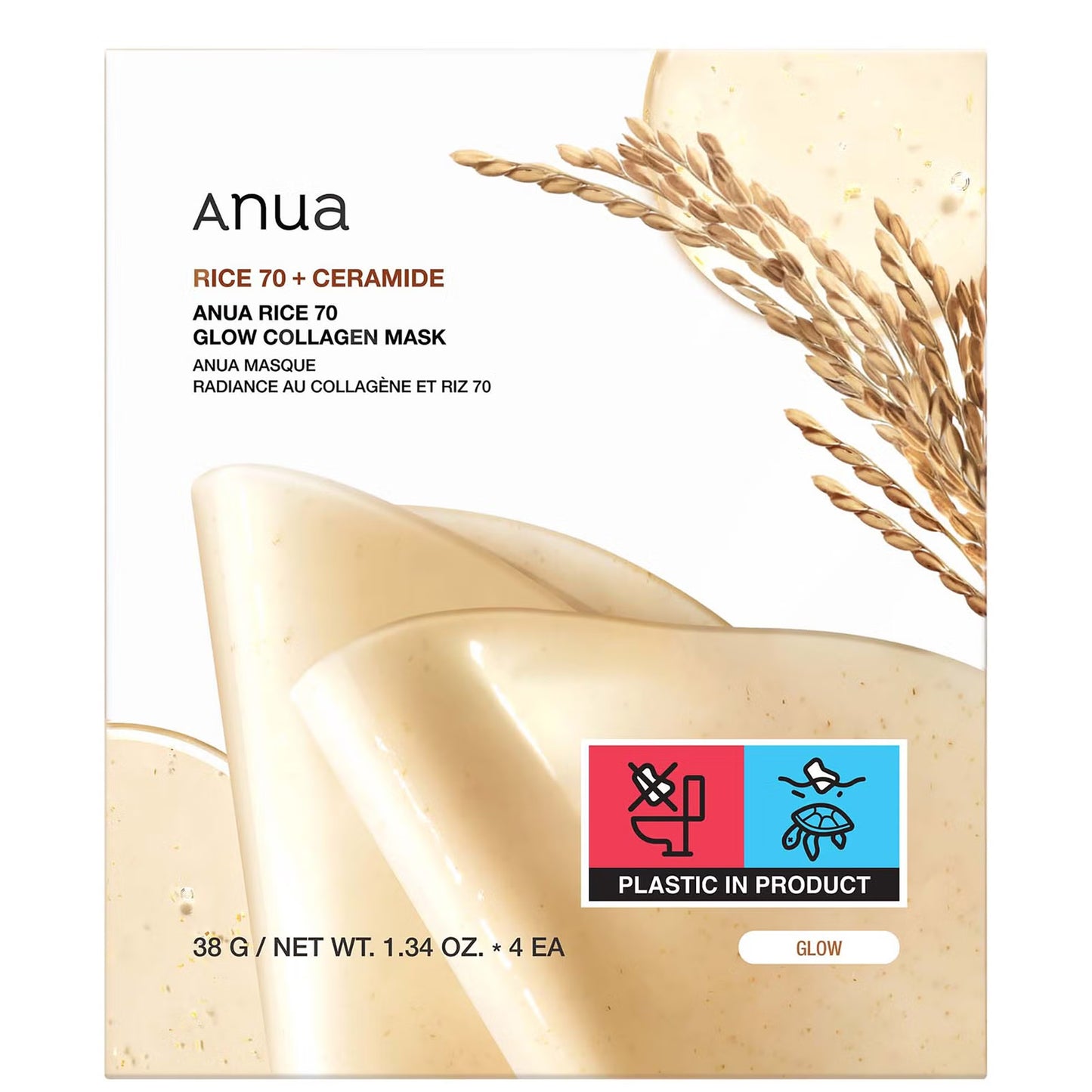 Anua Rice 70 & Ceramide Glow Collagen Sheet Mask