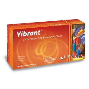 Aurelia Vibrant Powder free Disposable Latex Gloves Size large 100's