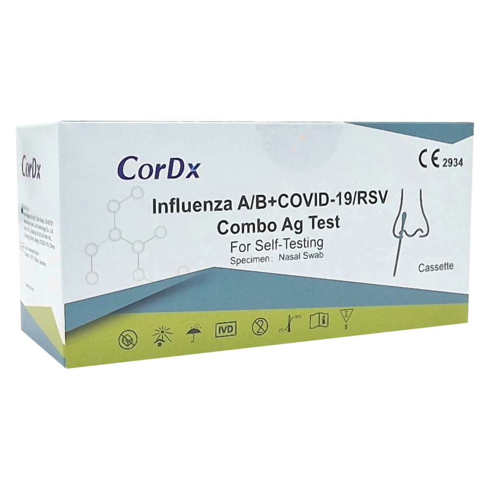 Cordx Influenza A/B Covid-19/RSV Combo ag Test 5PK