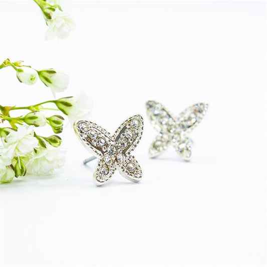 Ear Sense 3mm Silver Crystal Butterfly Stud 18