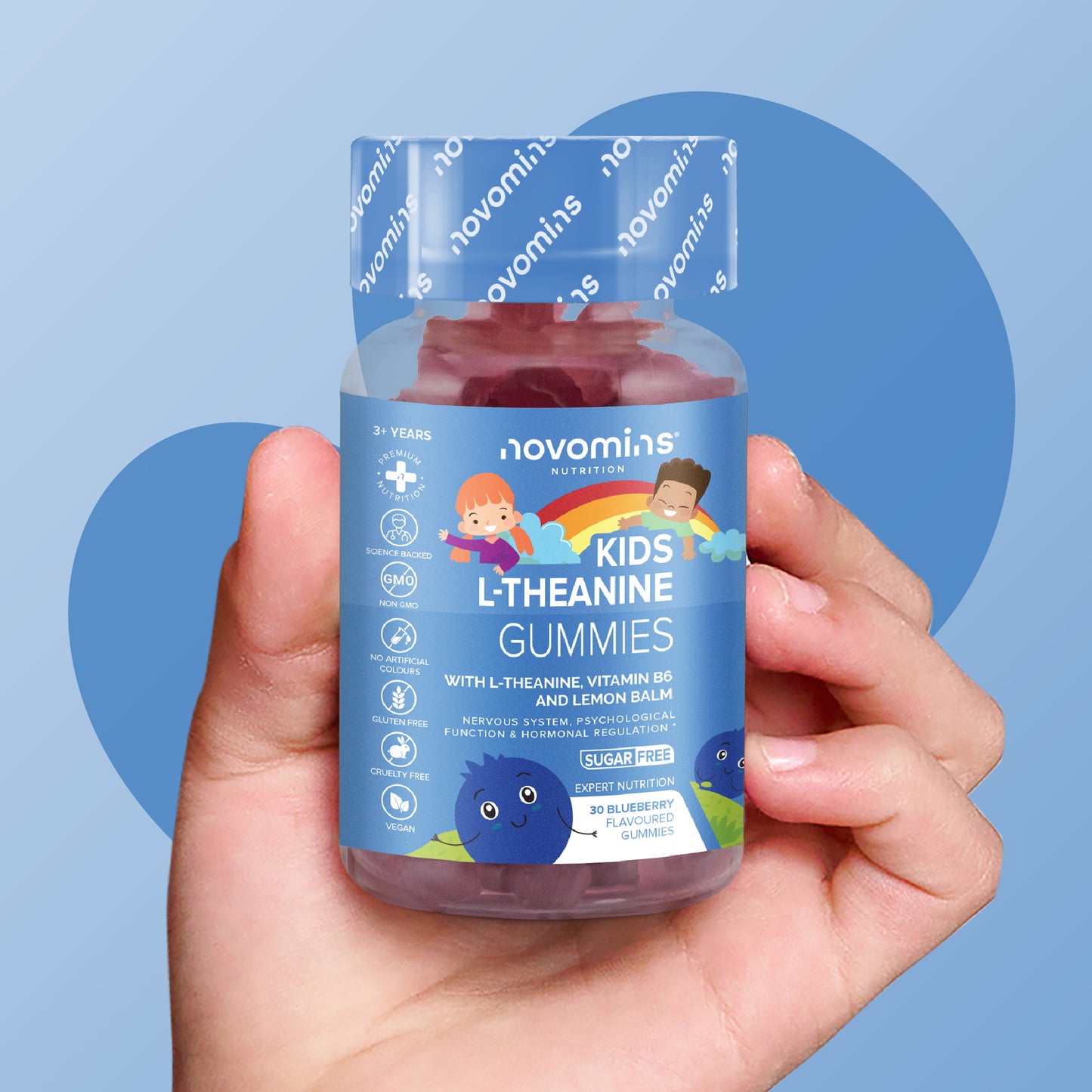 Novomins Kids L Theanine Blueberry Flavoured Gummies 30S