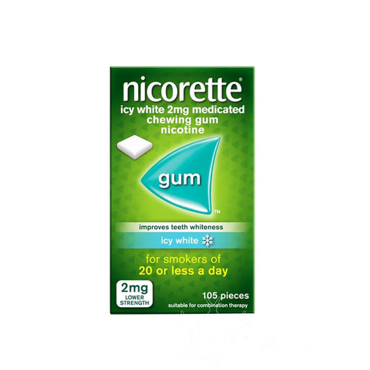 Nicorette Icy White 2mg Chew Gum 105 Pack