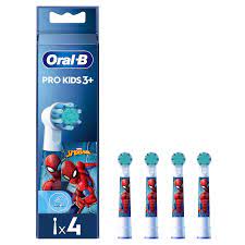 Oral B Kids Stages 3+ Spiderman Refill Heads 4 Pack