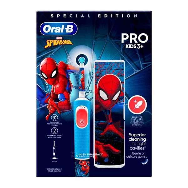 ORAL B PRO Kids 3+ Spiderman Rechargeable Toothbrush with Travel Case ...