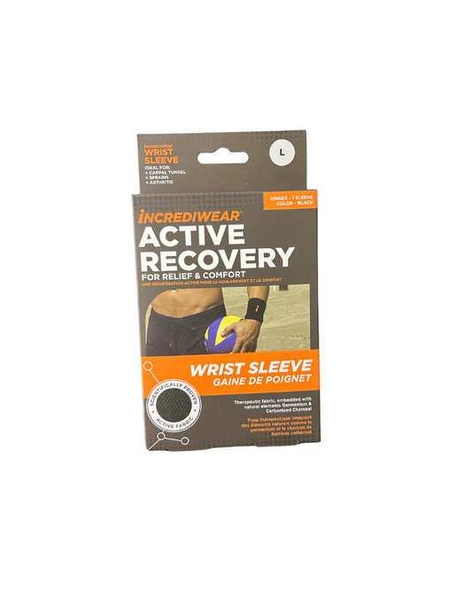 Incrediwear Active Recovery Black Unisex Pain Relief Wrist Sleeve Large