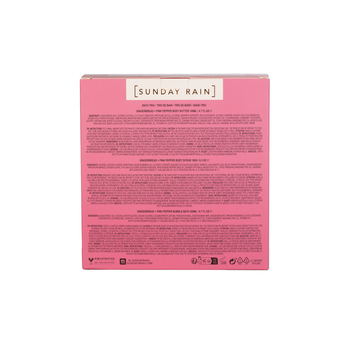 Sunday Rain Gingerbread & Pink Pepper Trio Body Set
