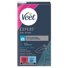 Veet Expert Wax Strips Bikini & Underarms Sensitive Skin 30 Pack