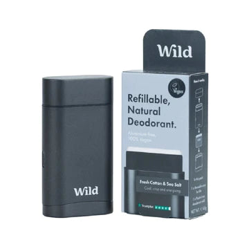 Wild Fresh Cotton &amp; Sea Salt Mens Case Black Deodorant 40g