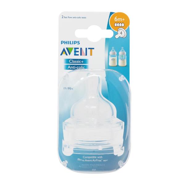 Philips Avent Classic+ 6m+ 2 Fast Flow Anti-Colic Teats