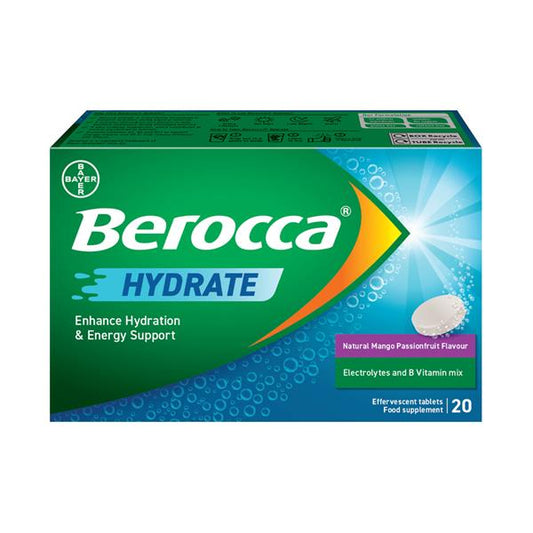 Berocca Hydrate Mango N Passionfruit Effervescent Tablets 20s