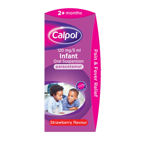 Calpol Infant Liquid 2+ months with  Syringe 140Ml Strawberry