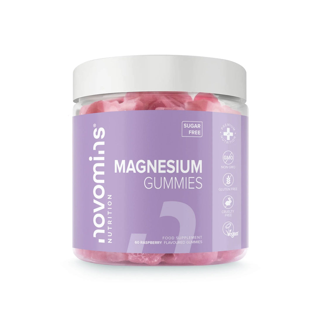 Novomins Magnesium Gummies Sugar Free Raspberry Flavour 60s
