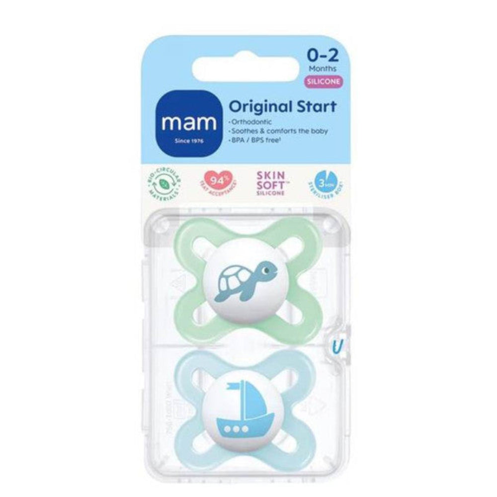Mam Original Start Soother 0-2 Months 2 Pack Assorted Colours