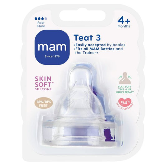 Mam Teat 3 4+Months Fast Flow 2 Pack