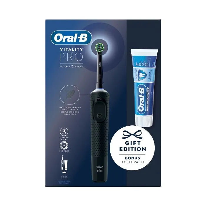 Oral B Vitality Pro Black Protect X Clean Toothbrush &amp; Toothpaste