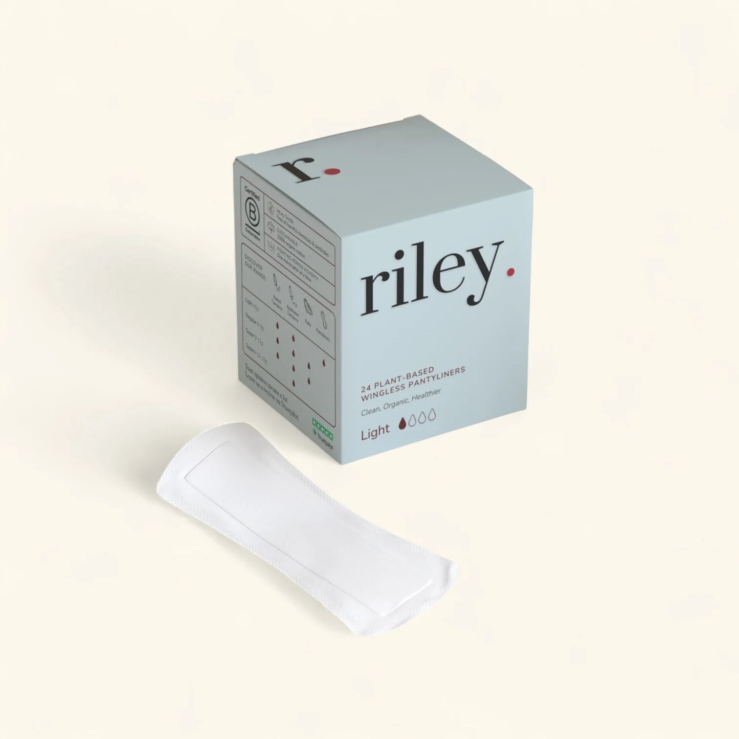 Riley Organic Cotton Wingless Pantyliners 24PK