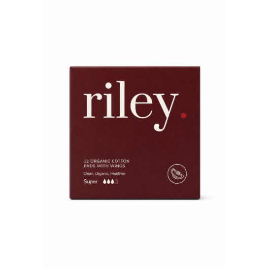 Riley Organic Cotton Pads With Wings Super 12PK