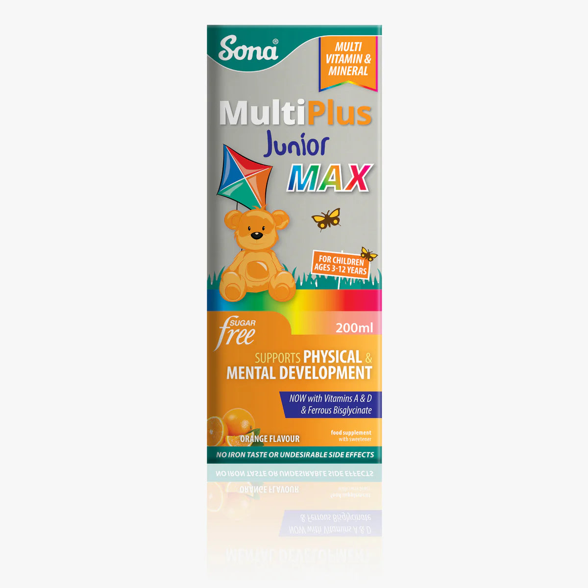Sona Multiplus Junior Max Tonic Orange Flavour Multivit For Ages 3 12 200Ml