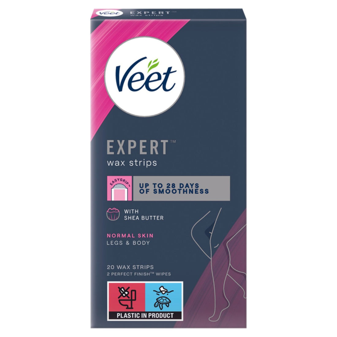 Veet Expert Wax Strips For Legs and Body Normal Skin 20 Pack