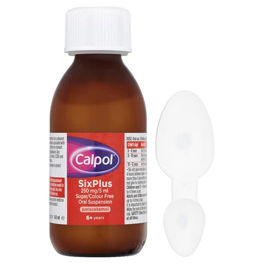 Calpol Six Plus 140ml Sugar Free with Spoon