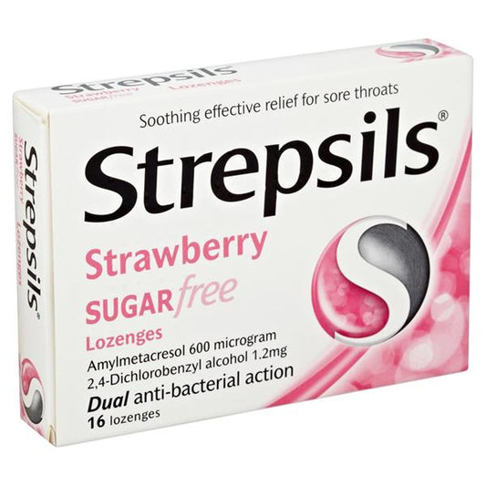 Strepsils Strawberry Sugar Free 16 Lozenges