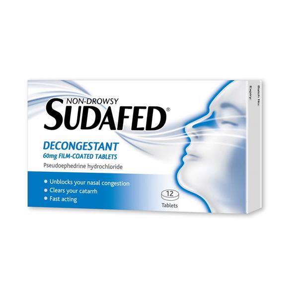 Sudafed Decongestant 12 Tabs