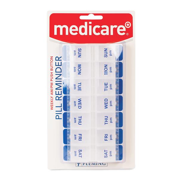 Medicare Weekly Pill Reminder Morning and Night Push Button MD67585